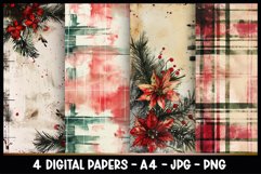 4 Christmas Digital Papers I Christmas Junk Journal Pages Product Image 1