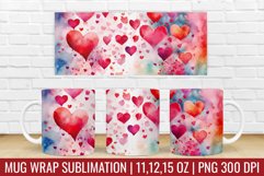 Valentines Day Hearts Mug Wrap|Mug Watercolor Design Product Image 1