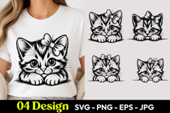 Bow Kitten Cartoon SVG PNG Product Image 1