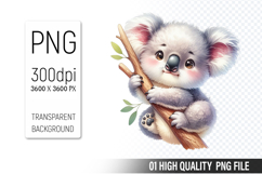 Cute koala Clipart PNG, Printable Animals, Wildlife Design Product Image 1