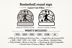 Basketball Dunk Round Sign SVG Laser Cut File Product Image 5