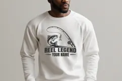 Reel Legend Svg Fishing Rod Bass Fish Custom Name Design Product Image 3