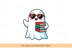 Cute Ghost with Books PNG Clipart Book Lovers Png Product Image 1