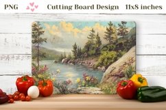 Watercolor River Cutting Board, Forest Cutting Board PNG Product Image 1