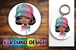 Whimsical Circle Keychain PNG, Black Woman Product Image 1