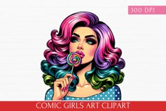 Comic Girls Art clipart, Pop-Art Girls sublimation Product Image 1