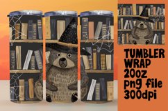 Spooky Bear Autumn Tumbler Wrap 20oz Watercolor Sublimation Product Image 1