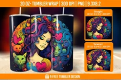 3d Cute Cat Tumbler Wrap Designs, Sublimation Wrap Product Image 1