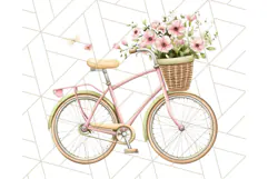 Bicycle with Flowers PNG, Pastel Spring Floral Bike Clipart Product Image 3