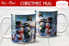 Christmas snowman mug sublimation wrap PNG 11oz 15oz Product Image 1