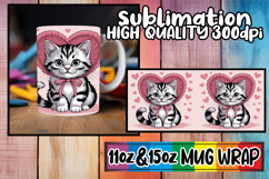 Graceful days sublimation mug wrap, Valentines Cat Product Image 1