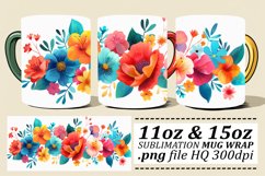Blooming Flower Mug Wrap - Spring Pattern 11oz 15oz Product Image 1