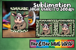 Cozy escapes 11oz 15oz sublimation wrap, Cute Cow Product Image 1