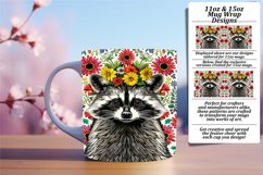 Fun Raccoon &amp; Flower Mug Wrap 11oz/15oz Sublimation Product Image 1