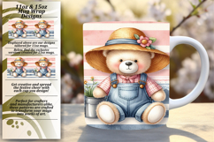 Vivid 15oz Mug Wrap Png Template , Teddy Bear Product Image 1