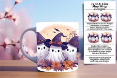 Adorable Halloween Ghost Mug Wrap Design 11oz/15oz Product Image 1