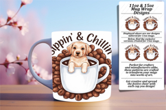 Modern 11oz Mug Wrap Png Template , Coffee Dog Product Image 1