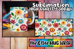 Artisanal 3D Floral Stitch Mug - Sublimation 11 &amp; 15oz Product Image 1