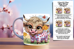 Stunning 15oz Png Mug Wrap Design , Cute Cow Product Image 1