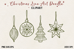 Vintage Hand-Drawn Christmas Illustration| Line Art Clipart Product Image 1
