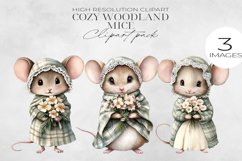 Cozy Woodland Mice Clipart PNG. Product Image 1