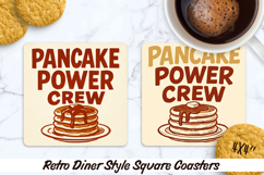 Retro Diner Style square coasters. Sublimation PNG. Product Image 1