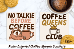Retro-Inspired Style Coffee Square Coasters. Sublimation PNG Product Image 1