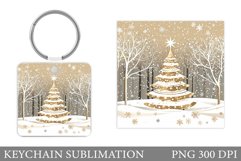 Christmas Tree Keychain. Christmas Keychain Sublimation Product Image 1