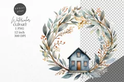 Christmas clipart, Wreath clipart, Blue Christmas Product Image 1