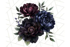Gothic Floral PNG, Dark Aesthetic Flowers Clipart Print Product Image 3