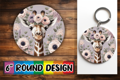 Whimsical Circle Keychain Sublimation, Giraffe Product Image 1