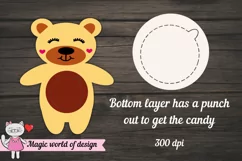 Cute Bear candy dome holder svg, Paper cut , file for cricut Product Image 2