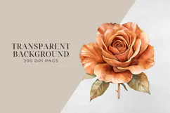 Watercolor Terracotta Flowers Clipart, PNG. Product Image 2