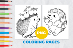 Hedgehog with apples Coloring Pages | Coloring book Product Image 1