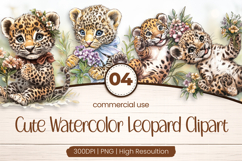 Cute Watercolor Leopard Clipart PNG Product Image 1