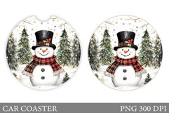 Cute Snowman Car Coaster. Christmas Car Coaster Sublimation Product Image 1