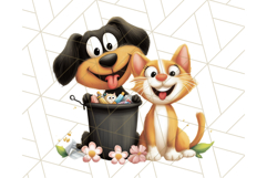 Dog and Cat Friends PNG, Cute Pet Clipart, Funny Animal Art Product Image 3