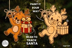 Christmas Raindeer Santa Tracker Ornament SVG | Laser Cut Product Image 2