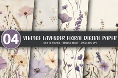 Vintage Lavender Floral Digital Paper Product Image 1