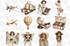 Antique Ivory Travel Clipart - Summer clipart - Set Of 60 Pn Product Image 3