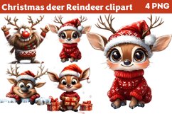 Christmas deer Reindeer clipart PNG Product Image 1