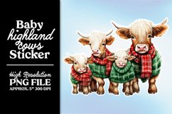 Baby Highland Cows PNG Christmas Stickers Product Image 20
