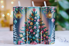 Merry Christmas Tree Tumbler Wrap | Christmas Wrap Product Image 1