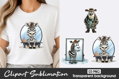 Cute Zebra Watercolor Clipart PNG Product Image 1