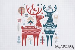 Scandinavian Folk Art Christmas Clipart PNG Product Image 1