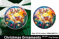 Christmas stained glass deer ornament sublimation PNG Product Image 1