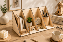 Wooden Desktop File Organizer Laser Cut SVG Product Image 1