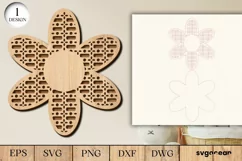 Rattan Flower Sign Laser Cut File | Door Hanger | Svg Product Image 2