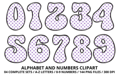 Polka Dots Alphabet Letters &amp; Numbers Clipart PNG 300DPI Product Image 5
