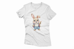 Cute Rabbit with Backpack Holding a Crayon Watercolor PNG Product Image 4